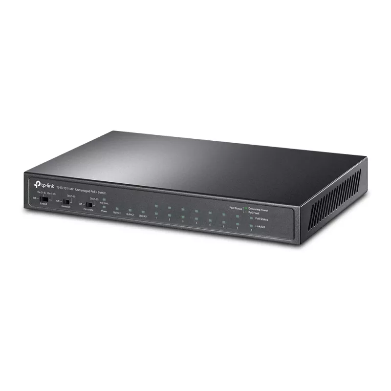 TP-Link TL-SL1311MP 8 prievadų 10/100Mbps + 3 prievadų Gigabit stalinis komutatorius su 8 prievadų PoE+