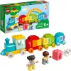 LEGO DUPLO traukinys su skaičiais 10954 – ankstyvojo mokymosi traukinys su sunumeruotais vagonais skaičiavimui ir rūšiavimui