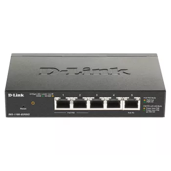 D-Link DGS-1100-05PDV2 valdomas 5 prievadų Gigabit PoE jungiklis su 1 PD prievadu
