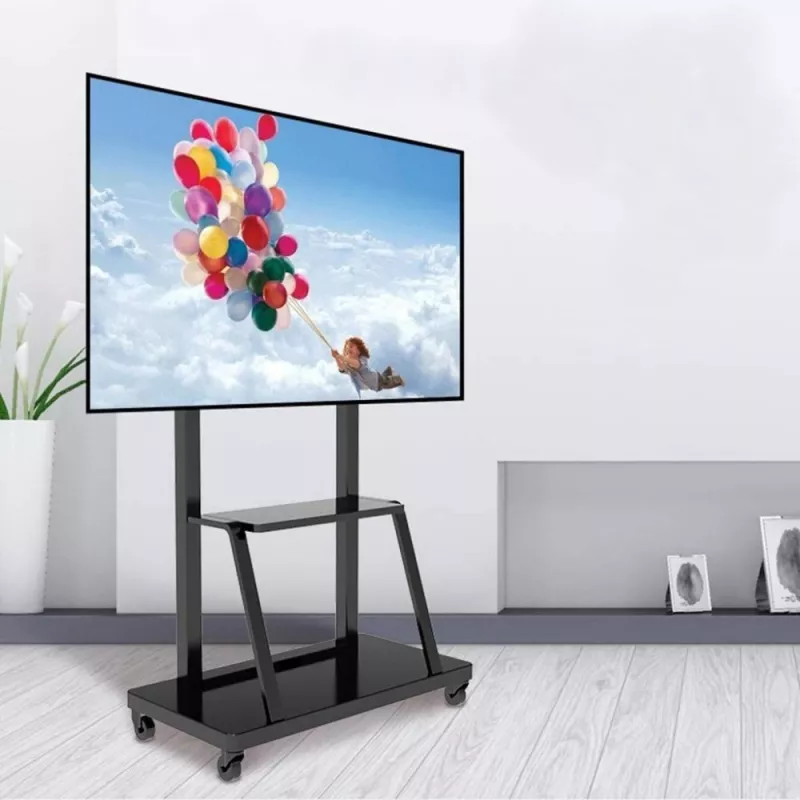 Porterinis plokščiaekranis grindinis stovas TECHLY Signage Display Mount ICA-TR30 – 55–100 colių, VESA 1200x600, maks. 150 kg, ratukai, juodas