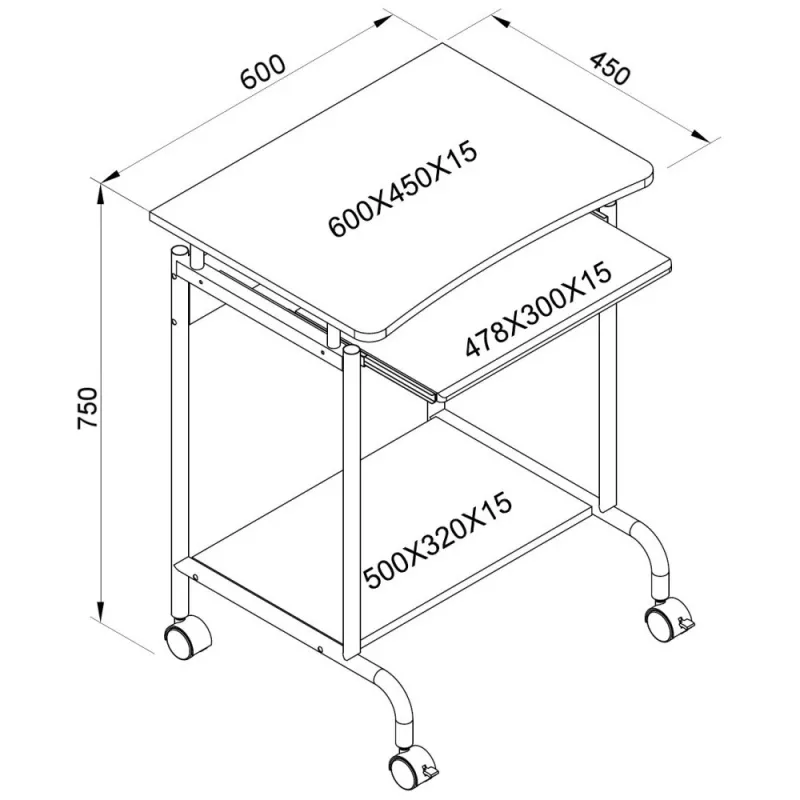 Techly ICA-TB S005W Baltas kompiuterinis stalas