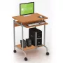 Stalas kompiuteriui TECHLY Compact ICA-TB S005 – kompaktiškas kompiuterinis stalas, MDF stalviršis, klaviatūros lentyna, ratukai, 600×450×750 mm, ąžuolinis