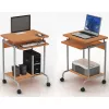 Stalas kompiuteriui TECHLY Compact ICA-TB S005 – kompaktiškas kompiuterinis stalas, MDF stalviršis, klaviatūros lentyna, ratukai, 600×450×750 mm, ąžuolinis
