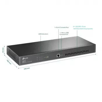 TP-Link Omada 8 prievadų 10GE SFP+ L2+ valdomas komutatorius
