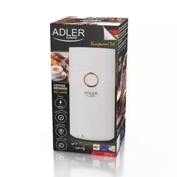 Kavos malūnėlis su akmeniniais girnomis Adler AD4446WG, 150 W, 75 g, baltas