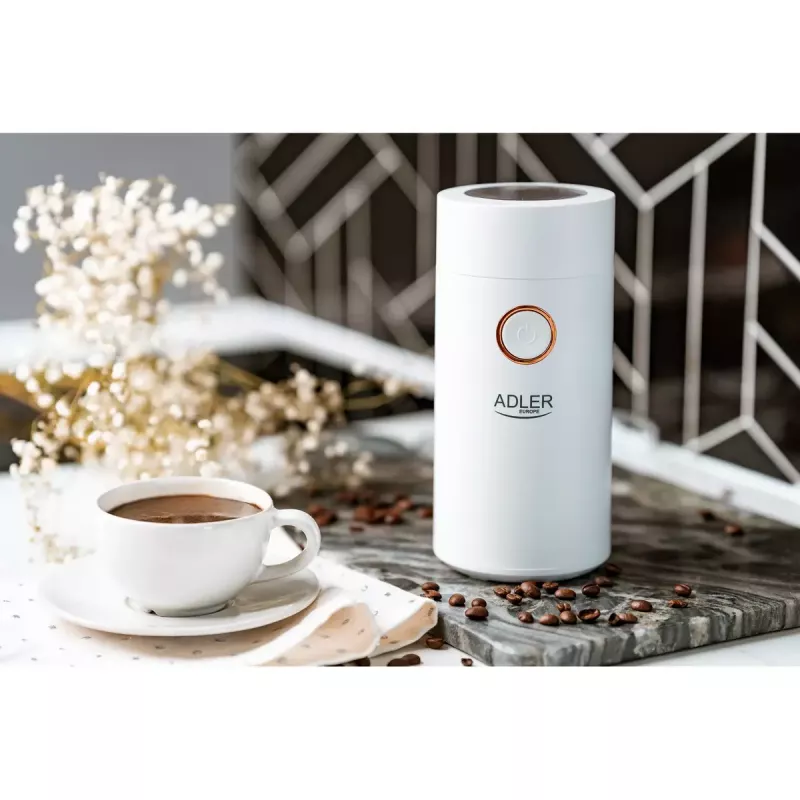 Kavos malūnėlis su akmeniniais girnomis Adler AD4446WG, 150 W, 75 g, baltas