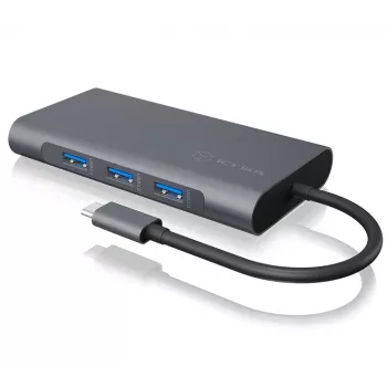 ICY BOX IB-DK4040-CPD belaidė USB 3.2 Gen 1 (3.1 Gen 1) Type-C dokų stotelė, antracito, juoda