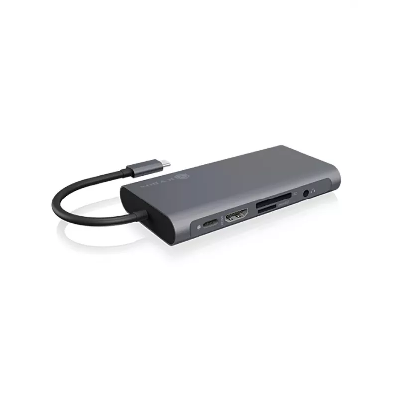 ICY BOX IB-DK4040-CPD belaidė USB 3.2 Gen 1 (3.1 Gen 1) Type-C dokų stotelė, antracito, juoda