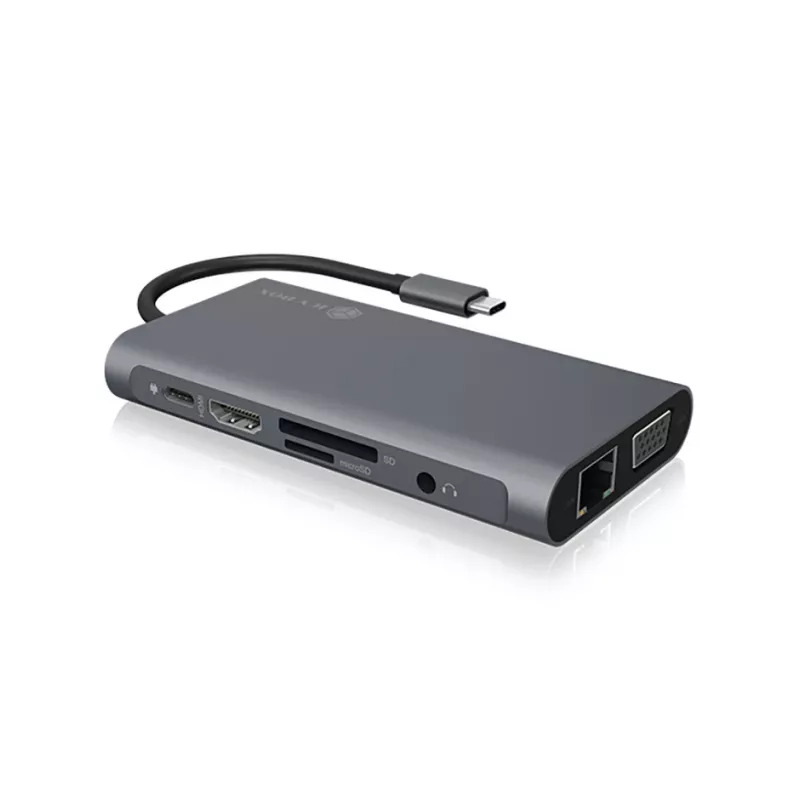 ICY BOX IB-DK4040-CPD belaidė USB 3.2 Gen 1 (3.1 Gen 1) Type-C dokų stotelė, antracito, juoda