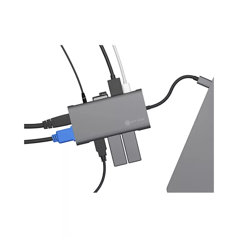 ICY BOX IB-DK4040-CPD belaidė USB 3.2 Gen 1 (3.1 Gen 1) Type-C dokų stotelė, antracito, juoda