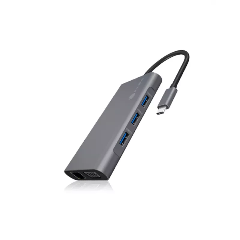 ICY BOX IB-DK4040-CPD belaidė USB 3.2 Gen 1 (3.1 Gen 1) Type-C dokų stotelė, antracito, juoda