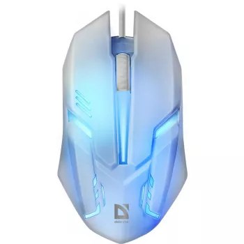 Laidinė žaidimų pelė DEFENDER Cyber MB-560L – optinė 1200 DPI, ambidekstrinė, USB Type-A, balta, 1,5 m laidas