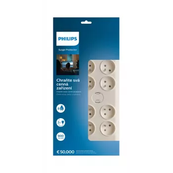 Philips SPN7080WA/60 apsauginis nuo viršįtampių lizdų blokas baltas 8 AC lizdai 2 m