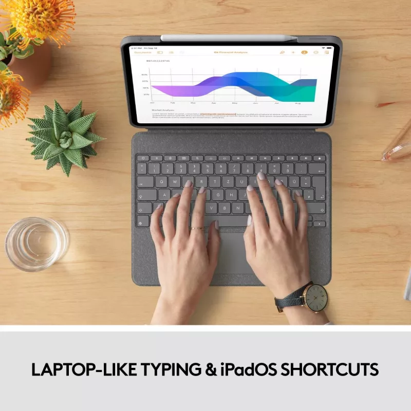 LOGITECH Combo Touch – klaviatūros dėklas, skirtas iPad Pro 12,9 colio (5 kartos), anglų QWERTY