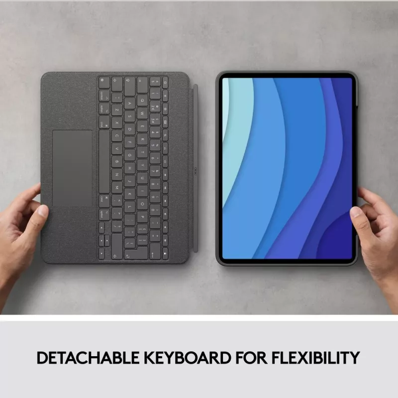LOGITECH Combo Touch – klaviatūros dėklas, skirtas iPad Pro 12,9 colio (5 kartos), anglų QWERTY