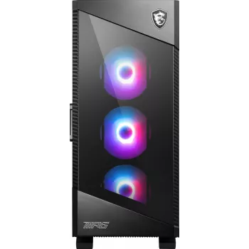 Korpusas MSI MPG VELOX 100R Mid Tower Juodas — ATX, 7 lizdų plėtimui, 2×3.5 colio vietos, 2×2.5 colio vietos, USB-C