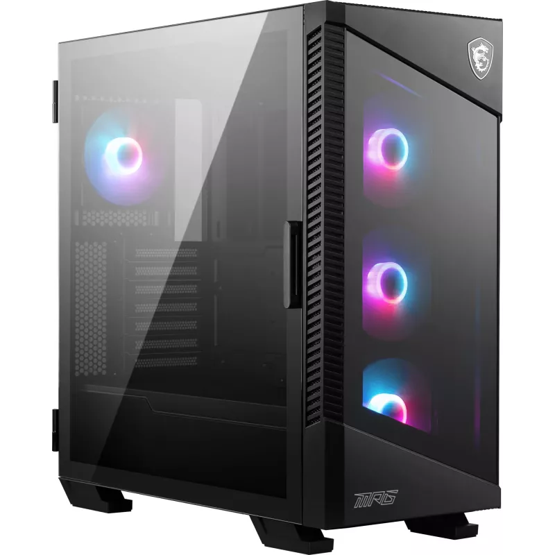 Korpusas MSI MPG VELOX 100R Mid Tower Juodas — ATX, 7 lizdų plėtimui, 2×3.5 colio vietos, 2×2.5 colio vietos, USB-C