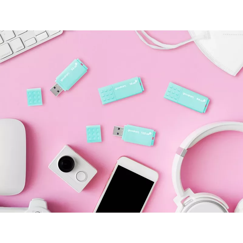 USB atmintukas GOODRAM 64 GB USB Type-A 3.2 Gen 1 UME3, turkio, skaitymas 60 MB/s, rašymas 20 MB/s