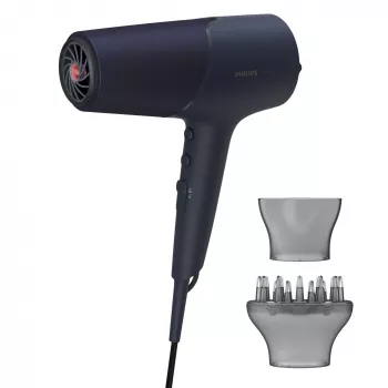 Plaukų džiovintuvas Philips 5000 serijos BHD510/00, 2300 W, 6 šilumos/6 greičio, joninis, šalto oro, koncentratorius ir difuzorius, tamsiai mėlynas, 1,8 m laidas