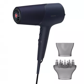 Plaukų džiovintuvas Philips 5000 serijos BHD510/00, 2300 W, 6 šilumos/6 greičio, joninis, šalto oro, koncentratorius ir difuzorius, tamsiai mėlynas, 1,8 m laidas