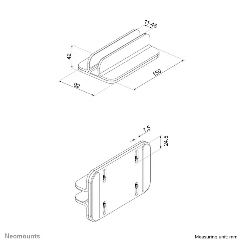 Neomounts NSLS300 vertikalus nešiojamojo kompiuterio stovas 11–17 colių