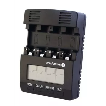 Įkroviklis baterijoms everActive NC-3000 – universalus AA/AAA/C/D (4 ląstelės) juodas, 100–240V