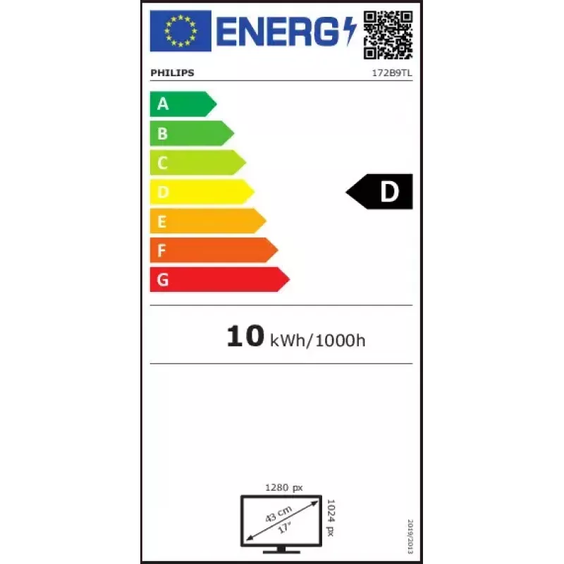 Philips 172B9TL/00 43,2 cm (17 colių) 1280 × 1024 pikselių Full HD LCD liečiamasis monitorius, juodas