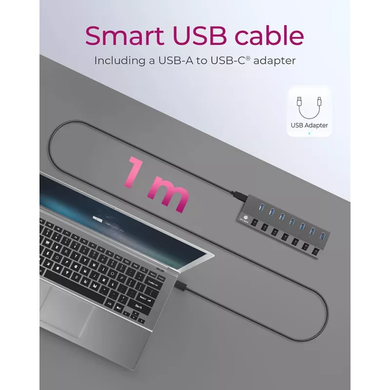 ICY BOX IB-HUB1701-C3 USB 3.2 Gen 1 (3.1 Gen 1) Type-B 5000 Mbit/s Antracito