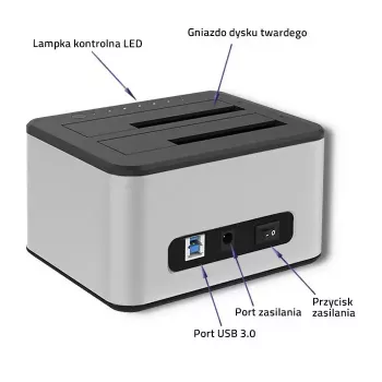 Doko stotelė QOLTEC 5316 2x 2.5/3.5 col. HDD/SSD, SATA, USB 3.0 (5 Gb/s), aliumininis korpusas