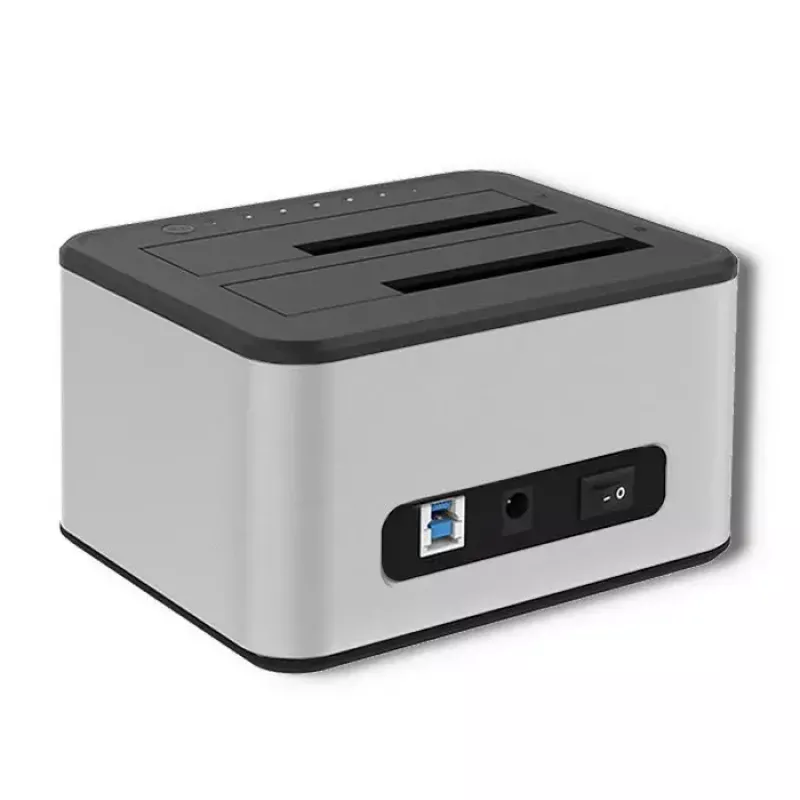 Doko stotelė QOLTEC 5316 2x 2.5/3.5 col. HDD/SSD, SATA, USB 3.0 (5 Gb/s), aliumininis korpusas
