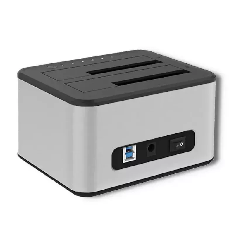 Doko stotelė QOLTEC 5316 2x 2.5/3.5 col. HDD/SSD, SATA, USB 3.0 (5 Gb/s), aliumininis korpusas