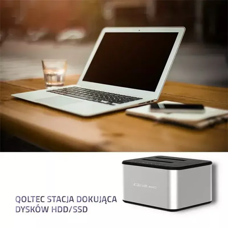 Doko stotelė QOLTEC 5316 2x 2.5/3.5 col. HDD/SSD, SATA, USB 3.0 (5 Gb/s), aliumininis korpusas