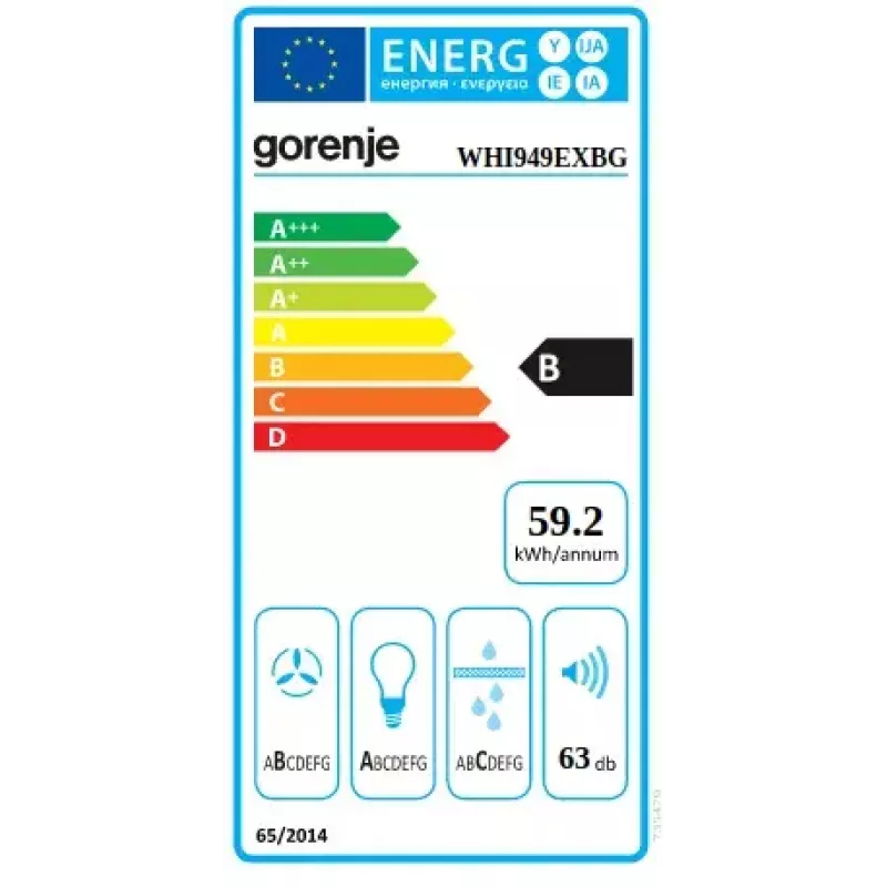 Gartraukis Gorenje WHI949EXBG sieninis nerūdijančio plieno sidabrinis 608 m³/h