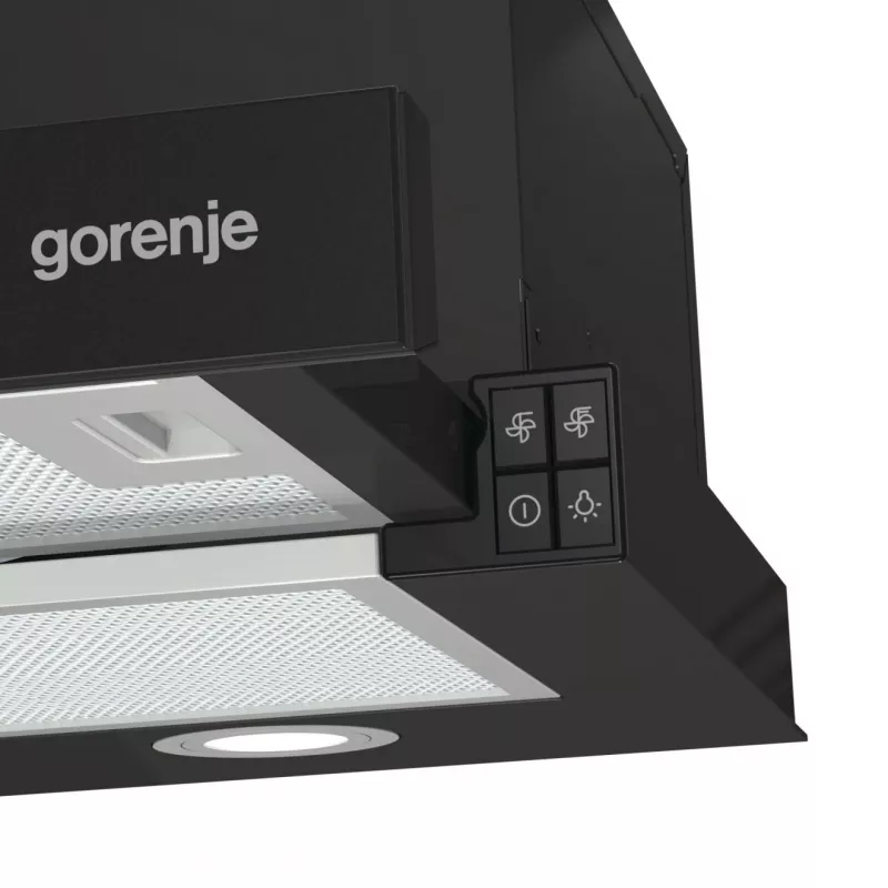 Gartraukis Gorenje TH62E4B pusiau įmontuojamas (ištraukiamas) juodas 450 m³/h