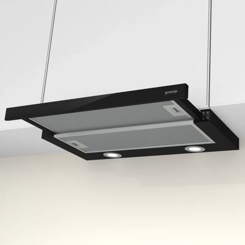 Gartraukis Gorenje TH62E4B pusiau įmontuojamas (ištraukiamas) juodas 450 m³/h