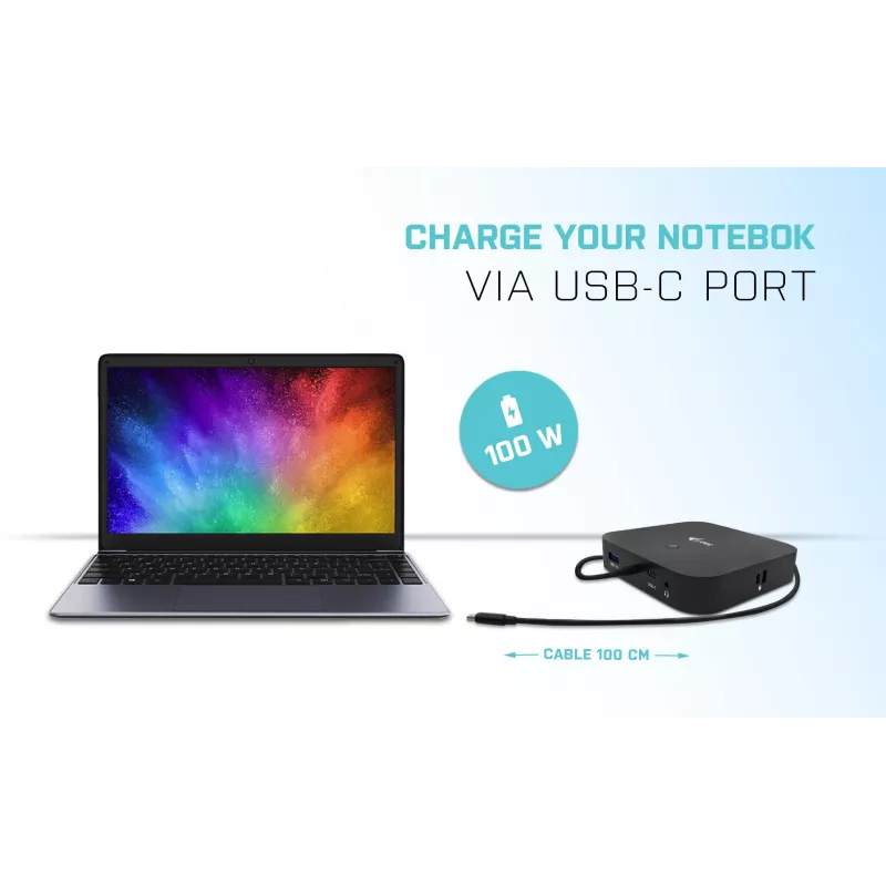 i-tec USB-C HDMI DP dokavimo stotelė su Power Delivery 100 W
