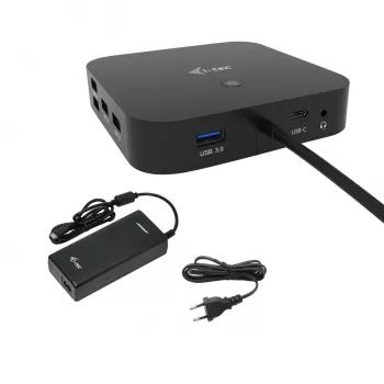 i-tec USB-C HDMI DP dokavimo stotelė su 100 W įkrovimu ir universalus 100 W maitinimo adapteris