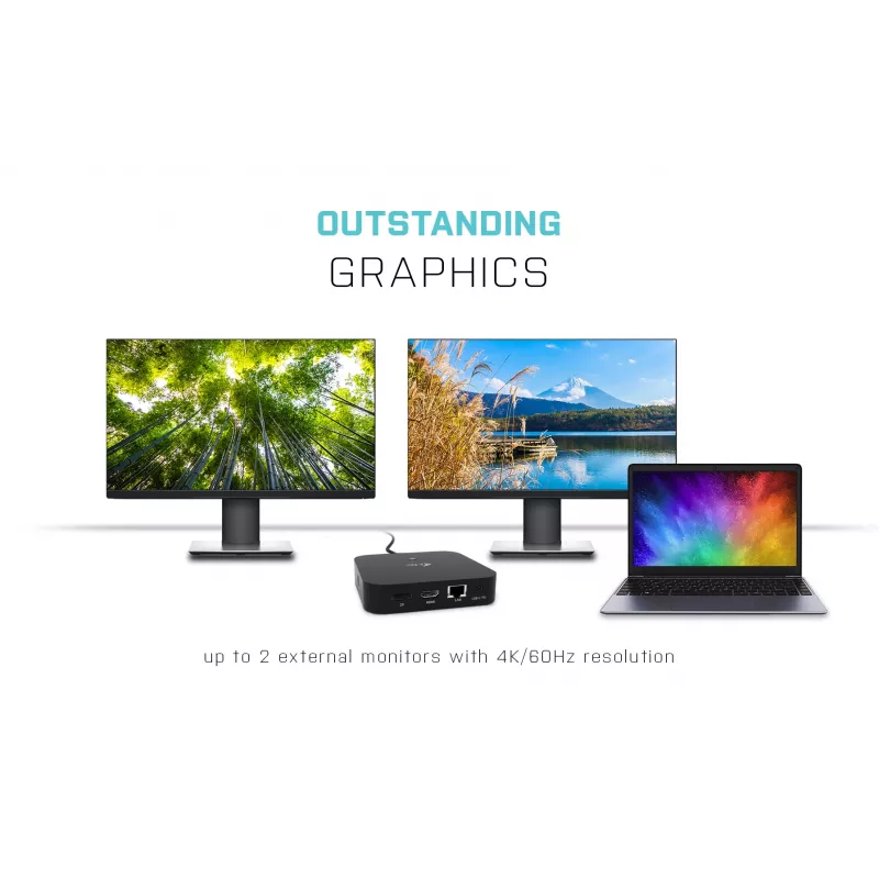 i-tec USB-C HDMI DP dokavimo stotelė su 100 W įkrovimu ir universalus 100 W maitinimo adapteris