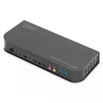 DIGITUS DS-12850 KVM jungiklis, 2x1 DP, DP/HDMI išėjimas, USB, 4Kx2K@60Hz