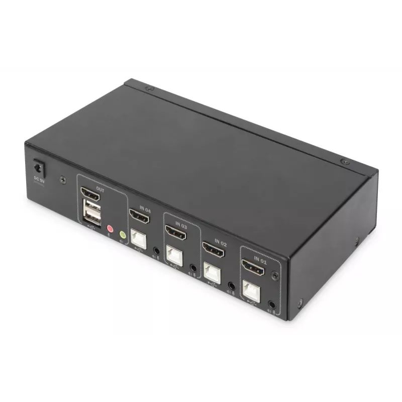 KVM jungiklis Digitus 4 prievadų vieno ekrano 4K HDMI