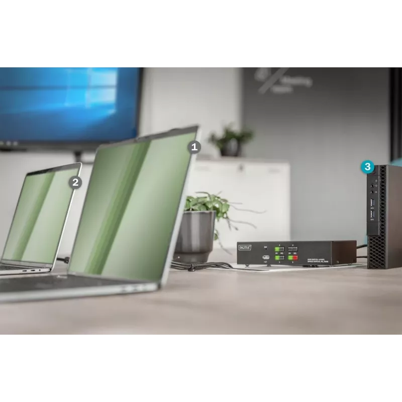 KVM jungiklis Digitus 4 prievadų vieno ekrano 4K HDMI