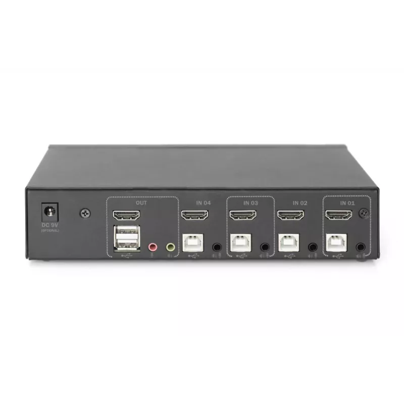 KVM jungiklis Digitus 4 prievadų vieno ekrano 4K HDMI