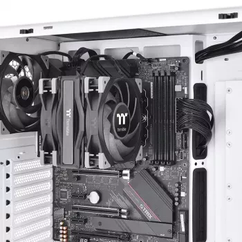 Procesoriaus aušintuvas THERMALTAKE Toughair 510, du 120 mm ventiliatoriai, 4 šilumos vamzdeliai, 159,5×98,8×123,6 mm, juodas