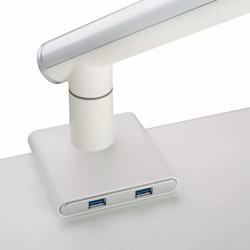 Monitorinis stovas ART RAMM L-19GD 17–32 colių, dujinė asistencija, 2–9 kg, 2x USB 3.0, baltas, spaustuvas