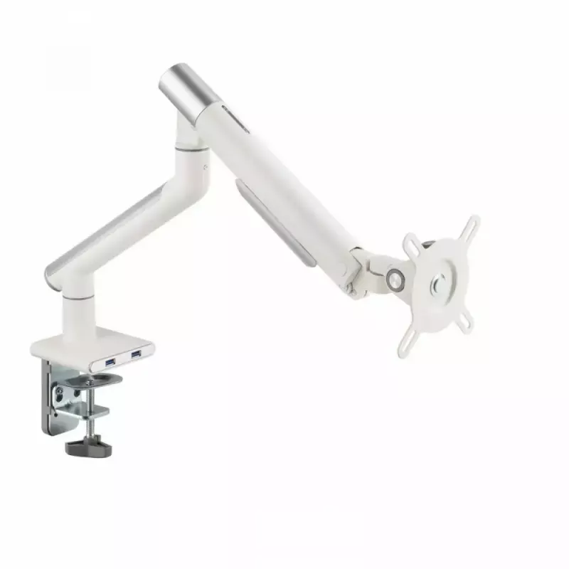 Monitorinis stovas ART RAMM L-19GD 17–32 colių, dujinė asistencija, 2–9 kg, 2x USB 3.0, baltas, spaustuvas