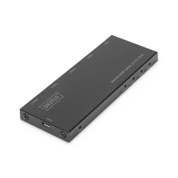 DIGITUS itin plonas HDMI skirstytuvas, 1x4, 4K/60Hz HDR, HDCP 2.2, 18 Gbps, maitinamas per Micro USB