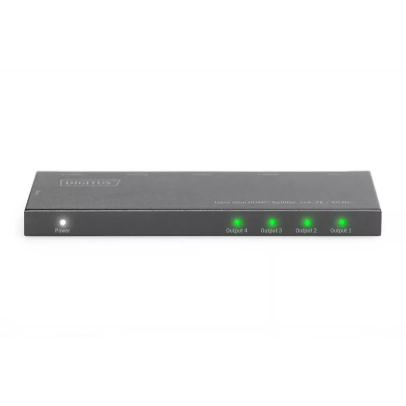 DIGITUS itin plonas HDMI skirstytuvas, 1x4, 4K/60Hz HDR, HDCP 2.2, 18 Gbps, maitinamas per Micro USB