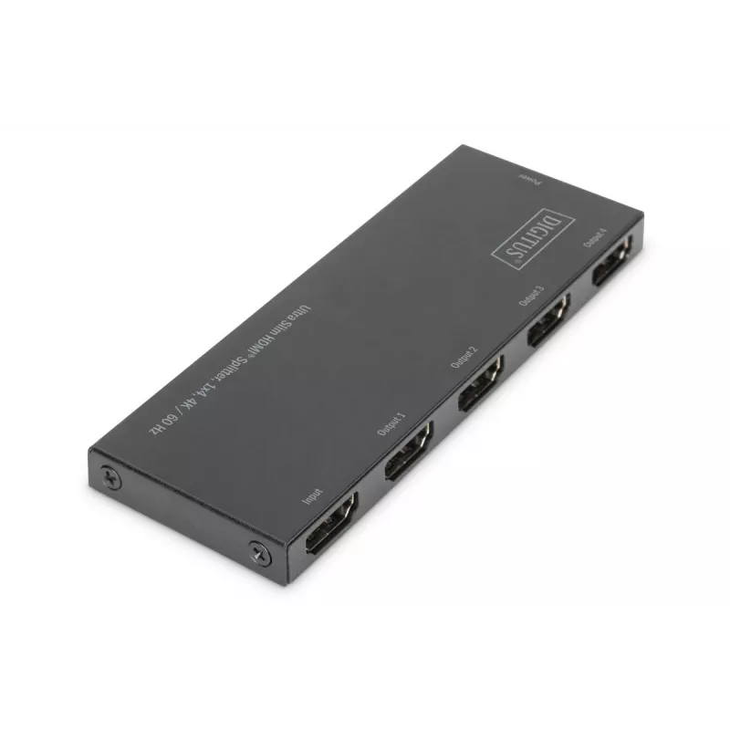 DIGITUS itin plonas HDMI skirstytuvas, 1x4, 4K/60Hz HDR, HDCP 2.2, 18 Gbps, maitinamas per Micro USB