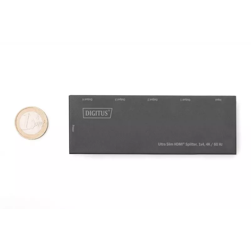 DIGITUS itin plonas HDMI skirstytuvas, 1x4, 4K/60Hz HDR, HDCP 2.2, 18 Gbps, maitinamas per Micro USB