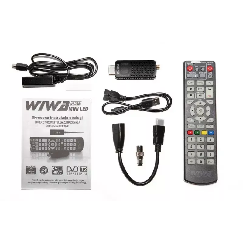 DVB-T/DVB-T2 imtuvas WIWA H.265 MINI – H.265 HD skaitmeninis antžeminis imtuvas, Full HD, HDMI, USB, 5V/1,5A